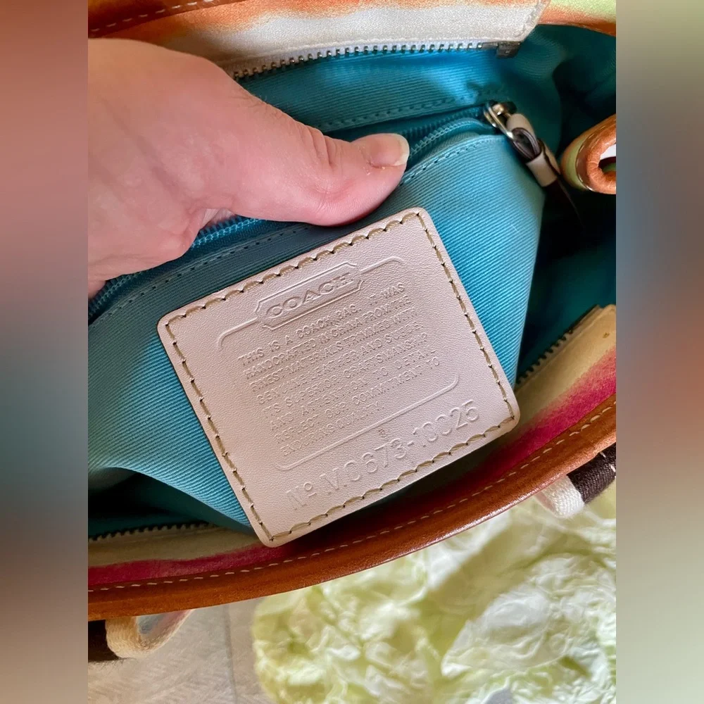Coach Hampton Watercolor Striped Canvas Shoulder Bag - Picture 5 of 5